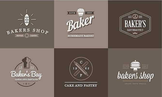 EPS 해외이미지 디자인 빵 일러스트 요리사모자 사람없음 세트 라벨 케이크 빵집 심볼 밀대 해외일러스트 모자_잡화 음식 주방용품 디저트 프레임 상점 요리사 파일형식 벡터 이미지허브