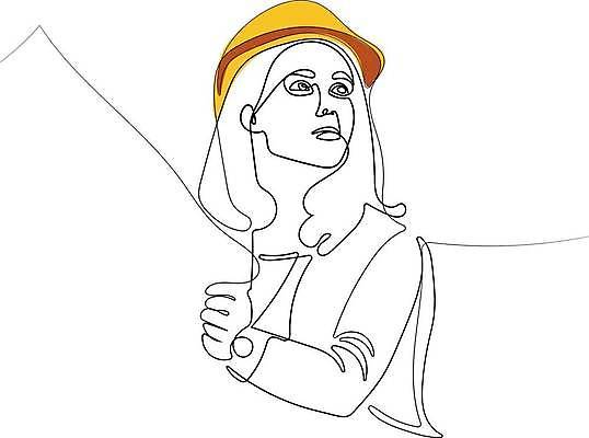 EPS 해외이미지 응시 여자 라인일러스트 일러스트 한명 들기 상반신 성인 올려보기 비즈니스우먼 안전모 설계사 라인아트 손그림 드로잉 성인여자한명만 해외일러스트 직업 1 시선 선 비즈니스 모션 미술 사람 직장인 헬멧 안전장비 여자한명만 성인여자만 파일형식 벡터 이미지허브