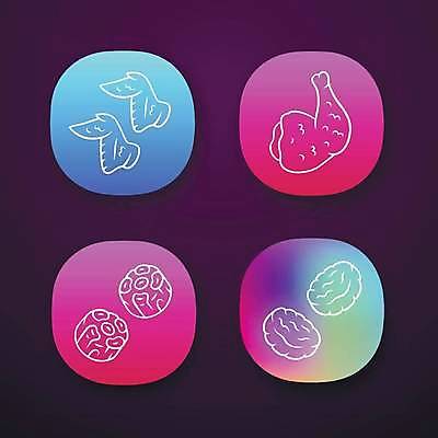 EPS 해외이미지 일러스트 육류 사람없음 컬러풀 어플리케이션 햄 그라데이션 패티 닭날개 해외일러스트 컬러 식재료 닭고기 파일형식 벡터 이미지허브