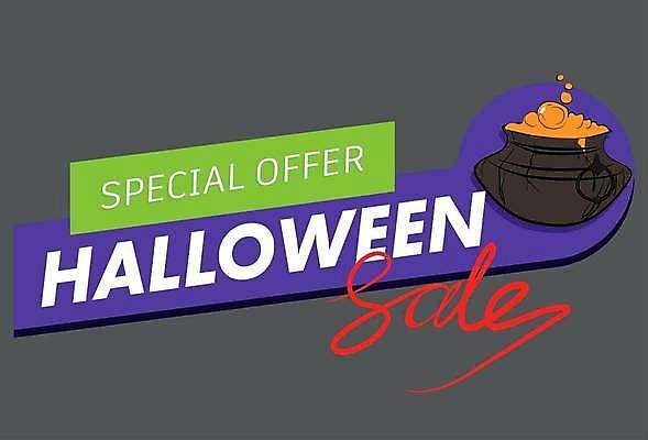 EPS 해외이미지 일러스트 타이포그라피 사람없음 세일 할로윈 솥 해외일러스트 문자 주방용품 파일형식 벡터 이미지허브