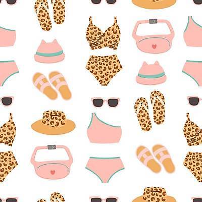 EPS 해외이미지 디자인 패턴 일러스트 사람없음 비키니 선글라스 쪼리 감성 힙색 해외일러스트 수영복 안경 컨셉 무늬 가방 샌들 파일형식 벡터 이미지허브