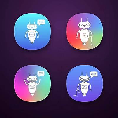 EPS 해외이미지 말풍선 일러스트 대화 사람없음 컬러풀 어플리케이션 로봇 호기심 그라데이션 충전 오류 AI_인공지능 해외일러스트 감정 컬러 컨셉 말하기 파일형식 벡터 이미지허브