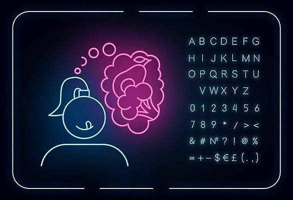 EPS 해외이미지 알파벳 여자 선 백그라운드 말풍선 생각 일러스트 한명 성인 타이포그라피 화려 브로콜리 심볼 네온 형광등 아보카도 입맛 성인여자한명만 해외일러스트 문자 1 영어 컨셉 채소 과일 전등 사람 여자한명만 성인여자만 파일형식 벡터 이미지허브