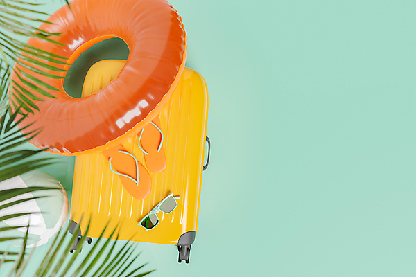 JPG 해외이미지 휴가 슬리퍼 사람없음 선글라스 캐리어 시원함 튜브 야자수잎 해외일러스트 해외포토 포토 안경 신발 잎 여행가방 파일형식 이미지허브