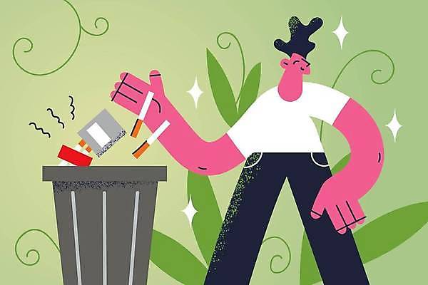 EPS 해외이미지 라이프스타일 남자 잎 일러스트 담배 건강 한명 상반신 성인 금지 쓰레기통 버리기 금연 단절 담배갑 성인남자한명만 해외일러스트 식물 1 캠페인 모션 사람 생활 사회이슈 남자한명만 성인남자만 파일형식 벡터 이미지허브