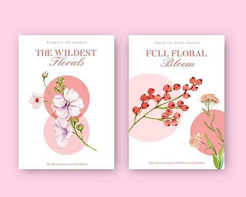 EPS 해외이미지 열매 꽃 분홍색 잎 일러스트 사람없음 흰색 원형 분위기 꽃봉오리 손그림 감성 해외일러스트 도형 식물 컬러 컨셉 파일형식 벡터 이미지허브