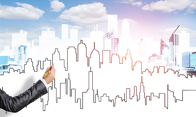 포토 JPG 해외이미지 손 하늘 신체부위 연필 잡기 도시 스카이라인 해외포토 모션 학용품 사람 필기구 파일형식 이미지허브