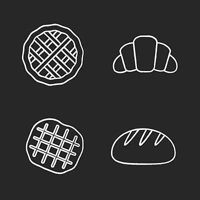 EPS 해외이미지 디자인 빵 일러스트 디저트 사람없음 크루아상 와플 해외일러스트 음식 파일형식 벡터 이미지허브