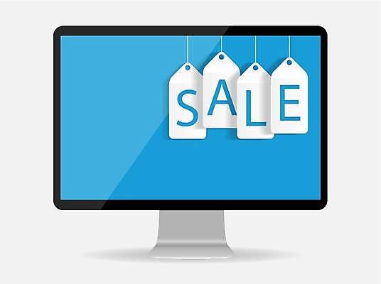 EPS 해외이미지 배너 일러스트 이벤트 사람없음 파란색 꼬리표 세일 모니터 해외일러스트 컬러 컴퓨터 라벨 파일형식 벡터 이미지허브