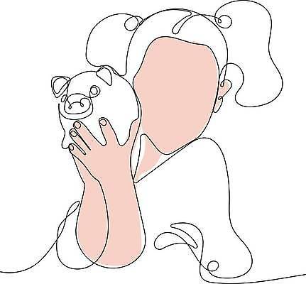 EPS 해외이미지 여자 어린이 라인일러스트 일러스트 양갈래머리 한명 들기 상반신 저축 돼지저금통 라인아트 손그림 드로잉 얼굴없음 소녀한명만 해외일러스트 1 헤어스타일 선 모션 미술 사람 금융 저금통 여자한명만 소녀만 파일형식 벡터 이미지허브