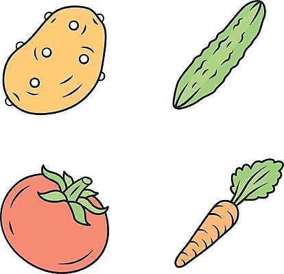 EPS 해외이미지 토마토 일러스트 오이 감자 요리 사람없음 당근 엘리먼트 해외일러스트 채소 뿌리채소 파일형식 벡터 이미지허브