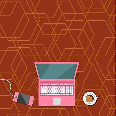 EPS 해외이미지 커피 백그라운드 일러스트 프레임 사람없음 컵 노트북 스마트폰 충전기 카피스페이스 해외일러스트 식기 음료 전자제품 핸드폰 스마트기기 기계 공백 충전 파일형식 벡터 이미지허브