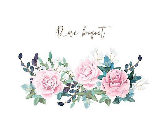 EPS 해외이미지 분홍색 백그라운드 일러스트 타이포그라피 사람없음 장미 엘리먼트 해외일러스트 문자 꽃 컬러 파일형식 벡터 이미지허브