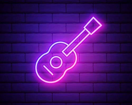 EPS 해외이미지 벽 일러스트 사람없음 빛 보라색 기타 네온 네온아트 해외일러스트 컬러 현악기 파일형식 벡터 이미지허브