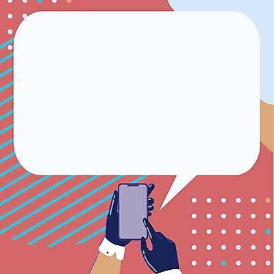 EPS 해외이미지 손 선 분홍색 말풍선 일러스트 프레임 들기 신체부위 스마트폰 클릭 카피스페이스 해외일러스트 컬러 모션 사람 핸드폰 스마트기기 공백 파일형식 벡터 이미지허브