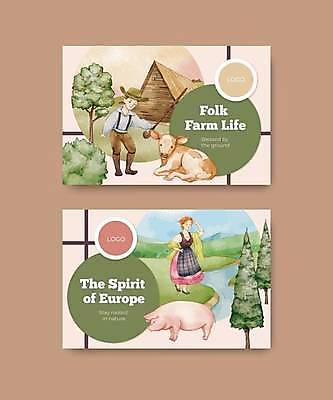 EPS 해외이미지 전신 나무 여자 남자 일러스트 지팡이 들기 소년 성인 두명 농장 마을 돼지 소 농부 외양간 성인만 해외일러스트 식물 직업 어린이 농업 포유류 모션 사람 파일형식 벡터 이미지허브