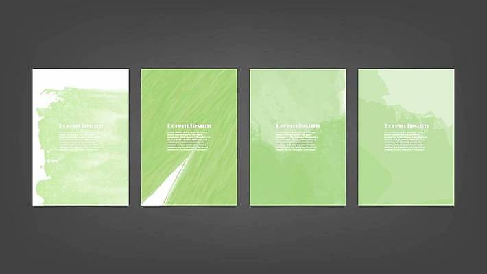 EPS 해외이미지 디자인 배너 백그라운드 일러스트 추상 수채화 사람없음 세로 연두색 세트 해외일러스트 무늬 초록색 파일형식 벡터 이미지허브