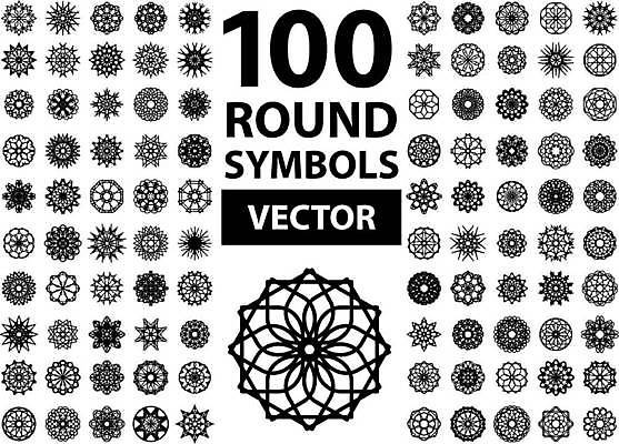 EPS 해외이미지 디자인 일러스트 추상 사람없음 세트 오리엔탈 심볼 만다라 해외일러스트 무늬 파일형식 벡터 이미지허브