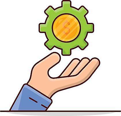 EPS 해외이미지 손 돈 일러스트 신체부위 금융 톱니바퀴 기어 해외일러스트 사람 경제 재산 파일형식 벡터 이미지허브