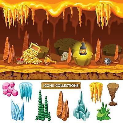 EPS 해외이미지 일러스트 왕관 해골 사람없음 그래픽 게임 등불 동굴 트로피 오브젝트 소재 고드름 보물상자 엘리먼트 종유석 해외일러스트 놀이 조명 뼈 얼음 상_우승 파일형식 벡터 이미지허브