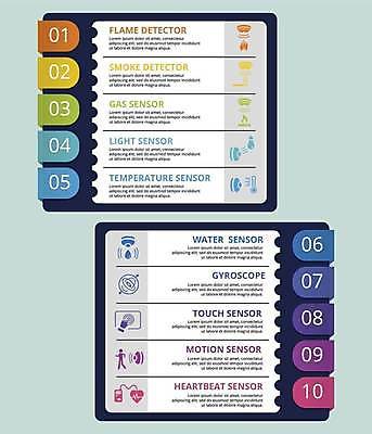 EPS 해외이미지 종이 일러스트 비즈니스 사람모양 사람없음 인포그래픽 물방울 하트 맥박 단계 무지개색 순서 경보기 센서 지문인식 화재경보 해외일러스트 모양 의학 컬러풀 경보 생체인식기술 파일형식 벡터 이미지허브
