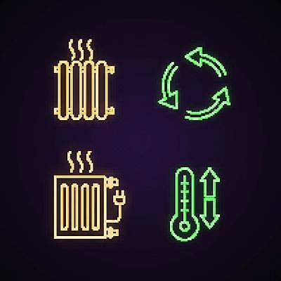 EPS 해외이미지 화살표 일러스트 사람없음 초록색 빛 노란색 온도계 순환 네온 난방 라디에이터 보일러 네온아트 해외일러스트 컬러 모션 파일형식 벡터 이미지허브