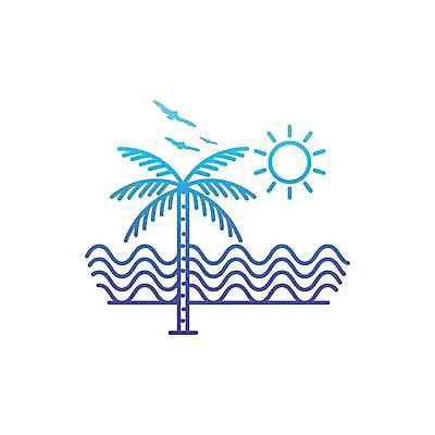 EPS 해외이미지 물결 바다 라인일러스트 일러스트 조류 사람없음 여름 야자수 태양 심볼 라인아트 해외일러스트 자연요소 나무 동물 계절 선 파일형식 벡터 이미지허브