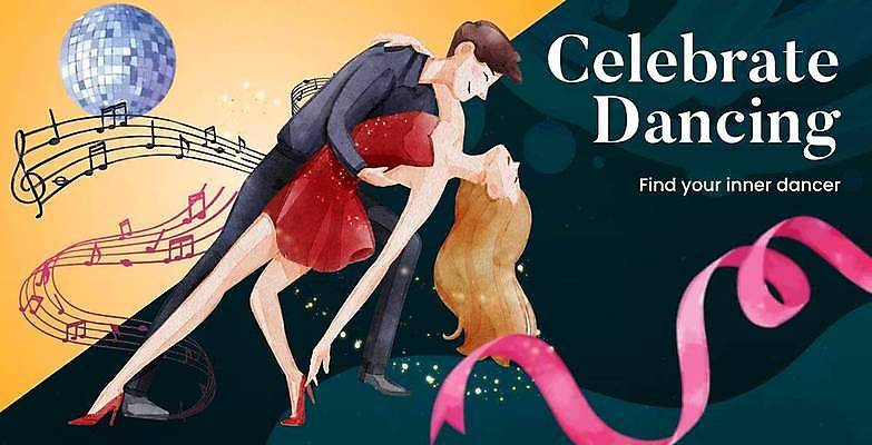 EPS 해외이미지 전신 여자 남자 리본 음표 일러스트 팜플렛 성인 두명 반짝임 춤 미러볼 커플댄스 선율 성인만 해외일러스트 기호 음악 모션 문화예술 사람 장식 파일형식 벡터 이미지허브