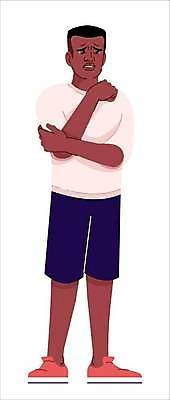 EPS 해외이미지 전신 남자 흑인 일러스트 한명 서기 성인 슬픔 찡그림 감싸기 우울증 성인남자한명만 해외일러스트 서양인 1 감정 모션 표정 사람 질병 남자한명만 성인남자만 파일형식 벡터 이미지허브