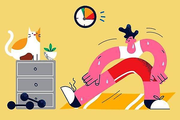 EPS 해외이미지 한마리 라이프스타일 남자 화분 시계 다이어트 일러스트 한명 성인 운동복 운동 건강관리 고양이 스트레칭 아령 매트 서랍장 성인남자한명만 홈트레이닝 땀흘리기 해외일러스트 1 옷 가구 컨셉 포유류 건강 관리 사람 생활 반려동물 남자한명만 성인남자만 파일형식 벡터 이미지허브