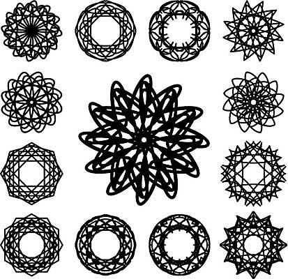 EPS 해외이미지 디자인 일러스트 추상 사람없음 세트 오리엔탈 심볼 만다라 해외일러스트 무늬 파일형식 벡터 이미지허브