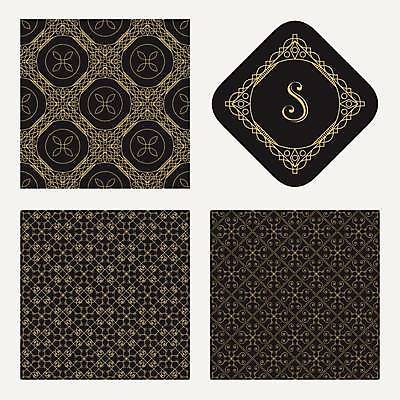 EPS 해외이미지 디자인 백그라운드 패턴 일러스트 미술 사람없음 검은색 금색 고급 우아함 미니멀 해외일러스트 컬러 컨셉 무늬 문화예술 파일형식 벡터 이미지허브