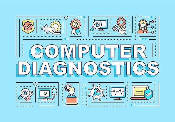 EPS 해외이미지 디자인 선 백그라운드 컨셉 일러스트 돋보기 타이포그라피 사람없음 단어 컴퓨터 모니터 수리 확인 서비스 검사_조사 시스템 소프트웨어 프로그램 하드웨어 레터링 해외일러스트 문자 전자제품 파일형식 벡터 이미지허브