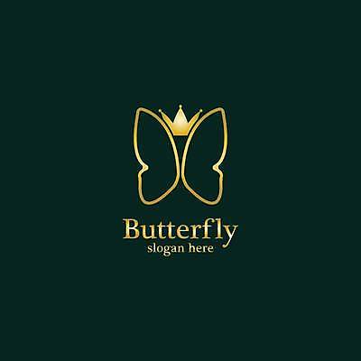 EPS 해외이미지 디자인 나비 일러스트 왕관 사람없음 초록색 금색 심볼 해외일러스트 컬러 곤충 파일형식 벡터 이미지허브