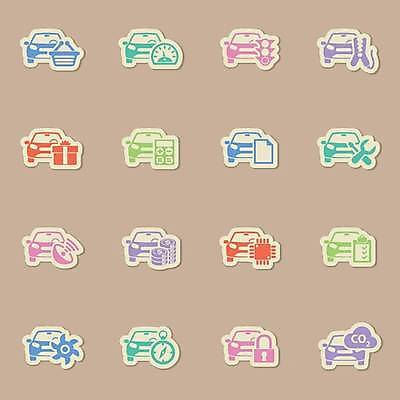 EPS 해외이미지 스티커 일러스트 자동차 사람없음 세트 컬러풀 라벨 서비스 해외일러스트 육상교통 컬러 프레임 파일형식 벡터 이미지허브