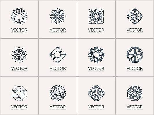 EPS 해외이미지 디자인 일러스트 추상 사람없음 세트 오리엔탈 심볼 만다라 해외일러스트 무늬 파일형식 벡터 이미지허브