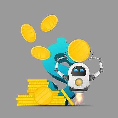 EPS 해외이미지 캐릭터 일러스트 들기 사람없음 달러 동전 로봇 동전탑 해외일러스트 일러캐릭터 돈 모션 쌓기 파일형식 벡터 이미지허브