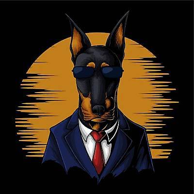 EPS 해외이미지 일러스트 정장 사람없음 선글라스 강아지 심볼 도베르만핀셔 해외일러스트 옷 안경 반려동물 개 파일형식 벡터 핀셔 이미지허브