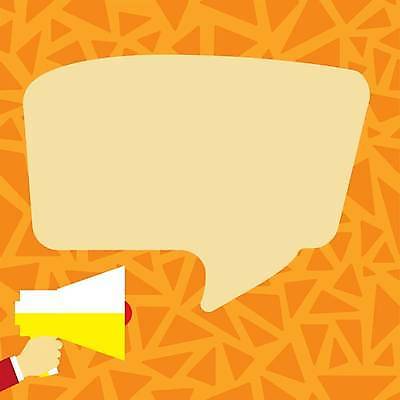 EPS 해외이미지 손 말풍선 일러스트 들기 신체부위 주황색 확성기 외침 삼각형 알림 카피스페이스 해외일러스트 도형 컬러 모션 사람 소리 공백 파일형식 벡터 이미지허브