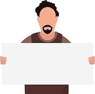 EPS 해외이미지 디자인 배너 남자 일러스트 프레임 한명 들기 상반신 성인 그래픽 팻말 잡기 발표 시위 항의 얼굴없음 성인남자한명만 해외일러스트 1 모션 사람 남자한명만 성인남자만 파일형식 벡터 이미지허브