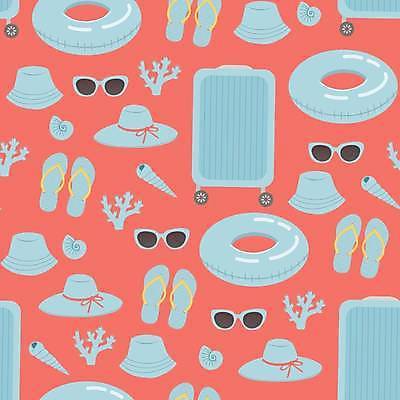 EPS 해외이미지 디자인 하늘색 패턴 일러스트 사람없음 빨간색 여름휴가 바캉스 선글라스 캐리어 산호 소라 쪼리 감성 튜브 해외일러스트 안경 컬러 컨셉 무늬 휴가 어패류 파란색 여행가방 자포동물 샌들 파일형식 벡터 여름_계절 이미지허브