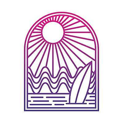 EPS 해외이미지 물결 바다 라인일러스트 일러스트 사람없음 여름 태양 보라색 서핑보드 심볼 라인아트 아치 해외일러스트 자연요소 계절 선 컬러 보드_스포츠 파일형식 벡터 이미지허브