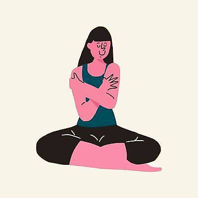 EPS 해외이미지 전신 여자 일러스트 안기 사랑 한명 성인 눈감음 가부좌 성인여자한명만 자존감 자기애 해외일러스트 1 감정 모션 사람 앉기 여자한명만 성인여자만 파일형식 벡터 이미지허브