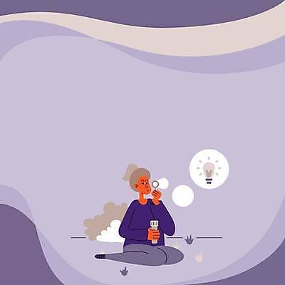 EPS 해외이미지 전신 여자 백그라운드 곡선 일러스트 비즈니스 전구 아이디어 한명 들기 성인 보라색 풀잎 비눗방울 불기 성인여자한명만 카피스페이스 해외일러스트 1 선 컬러 컨셉 잎 모션 사람 공백 풀_식물 여자한명만 성인여자만 파일형식 벡터 이미지허브