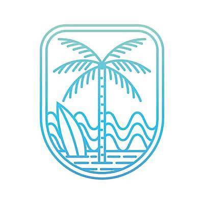 EPS 해외이미지 물결 바다 라인일러스트 일러스트 사람없음 여름 파란색 야자수 서핑보드 심볼 라인아트 해외일러스트 나무 계절 선 컬러 보드_스포츠 파일형식 벡터 이미지허브