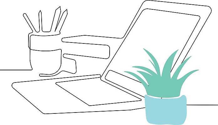 EPS 해외이미지 화분 라인일러스트 일러스트 사람없음 노트북 라인아트 오브젝트 연필꽂이 손그림 드로잉 해외일러스트 선 문구용품 미술 전자제품 파일형식 벡터 이미지허브