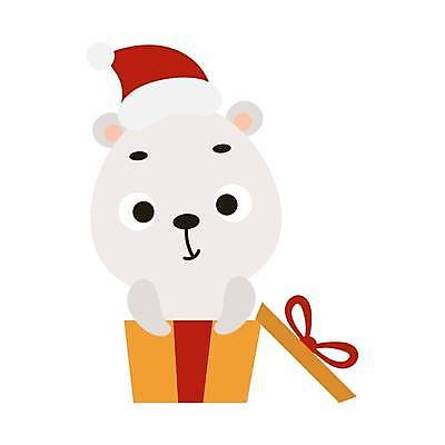 EPS 해외이미지 크리스마스 일러스트 산타모자 사람없음 선물상자 귀여움 만화 곰캐릭터 북극곰 해외일러스트 모자_잡화 기념일 동물캐릭터 컨셉 곰 선물 상자 파일형식 벡터 이미지허브