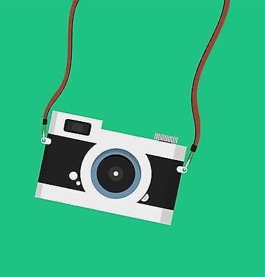 EPS 해외이미지 일러스트 사람없음 연두색 카메라 복고 스트랩 해외일러스트 초록색 전자제품 파일형식 벡터 이미지허브