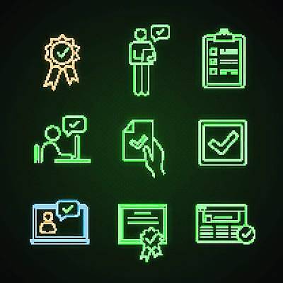 EPS 해외이미지 말풍선 일러스트 사람모양 사람없음 초록색 노트북 빛 상패 체크표시 문서 네온 손모양 인터넷창 네온아트 해외일러스트 모양 컬러 인터넷 전자제품 상_우승 확인 파일형식 벡터 손_신체부위 이미지허브