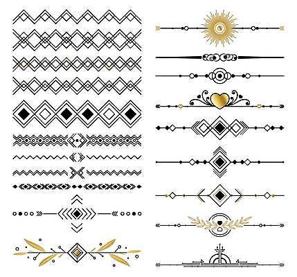 EPS 해외이미지 디자인 선 잎 일러스트 사람없음 세트 하트 빈티지 우아함 고딕 바로크 빅토리아 해외일러스트 모양 식물 컨셉 파일형식 벡터 이미지허브